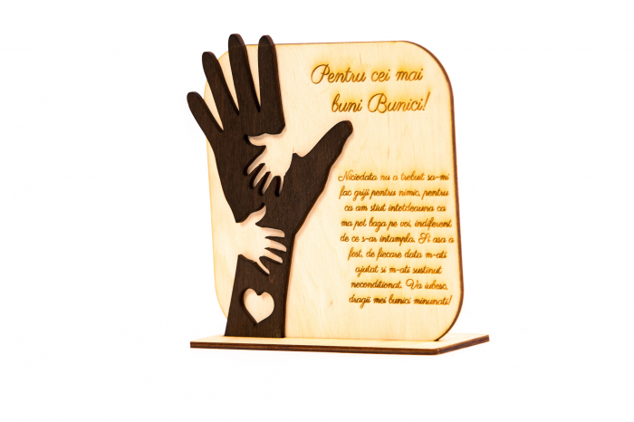 Placheta personalizata din lemn cu maini- Pentru cei mai buni Bunici! [2]