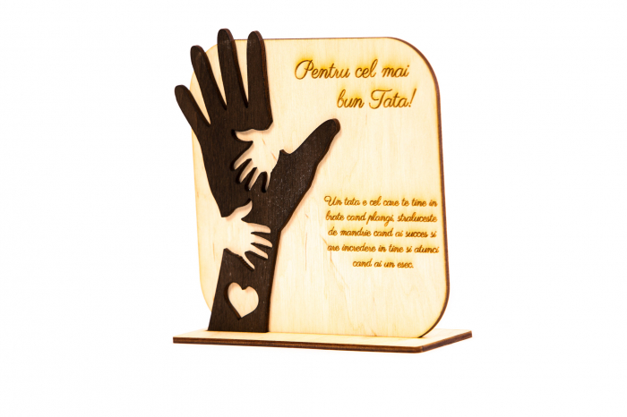 Placheta personalizata din lemn cu maini- Pentru cel mai bun Tata! [5]