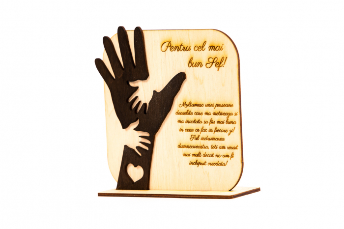 Placheta personalizata din lemn cu maini- Pentru cel mai bun Sef! [2]