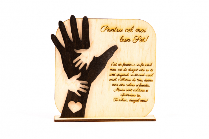 Placheta personalizata din lemn cu maini- Pentru cel mai bun Sot! [2]
