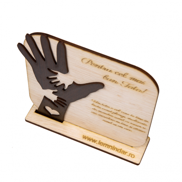 Placheta personalizata din lemn cu maini- Pentru cel mai bun Tata! [3]