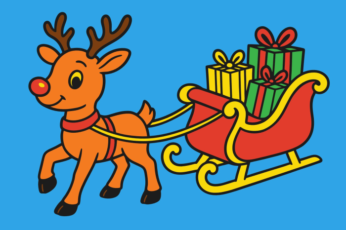 Plansa cu nisip colorat - Cu un ren si o sanie [1]