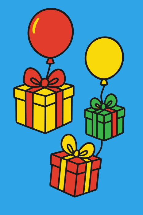 Plansa cu nisip colorat - Cu cadouri si baloane care zboara  - Copie [1]
