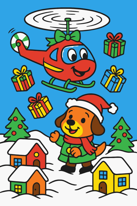 Plansa cu nisip colorat -Cu Căţelul și Elicopterul Moșului [1]