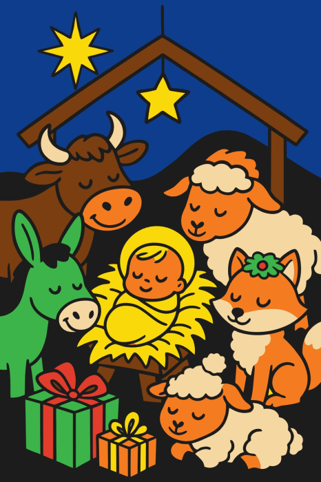 Plansa cu nisip colorat -Cu Nașterea Pruncului Sfânt [1]