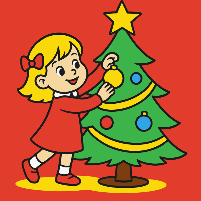 Plansa cu nisip colorat -Cu Fetița care împodobește bradul [1]