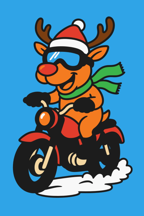 Plansa cu nisip colorat - Cu Renul motociclist de Crăciun [1]