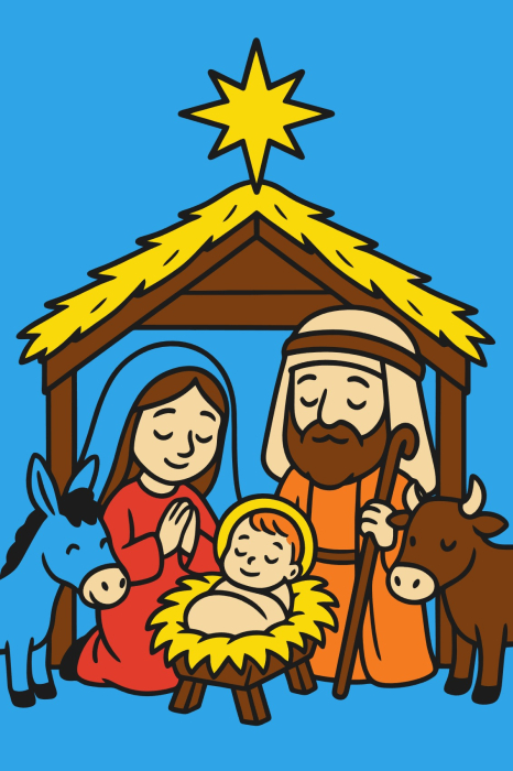 Plansa cu nisip colorat -Cu Nașterea Domnului în iesle [1]