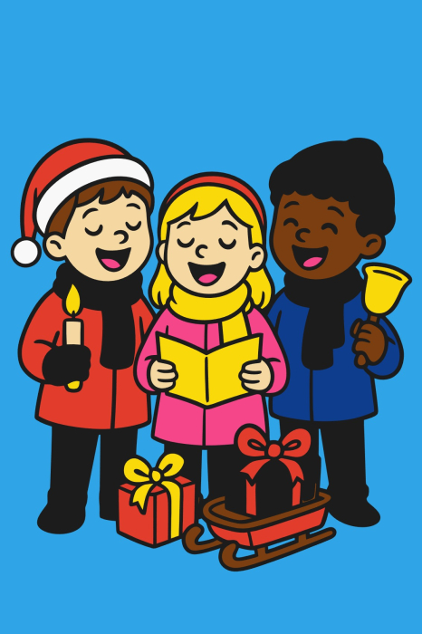 Plansa cu nisip colorat -Cu Copiii colindători [1]