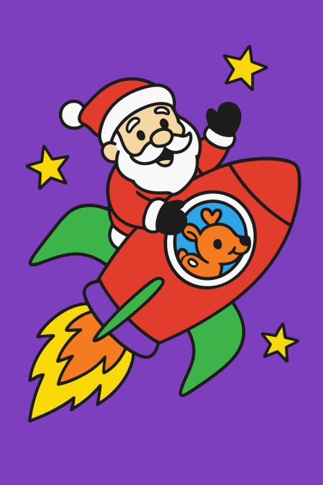 Plansa cu nisip colorat - Cu Mos Craciun si o racheta [1]