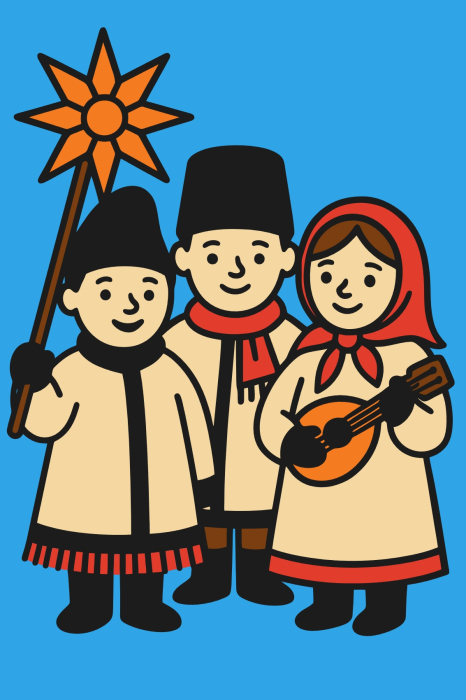 Plansa cu nisip colorat -Cu Colindători în costum popular [1]