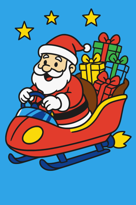 Plansa cu nisip colorat -Cu Moș Crăciun pe Sania cu Rachetă [1]