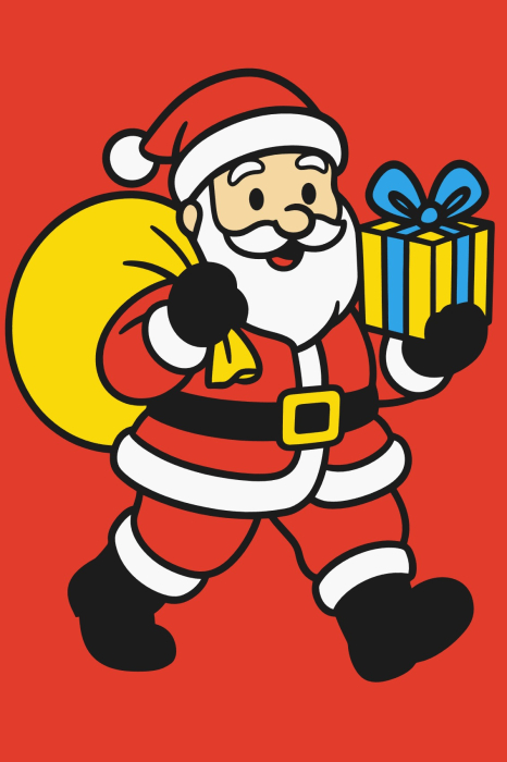 Plansa cu nisip colorat - Mos Craciun cu cadou in mana [1]