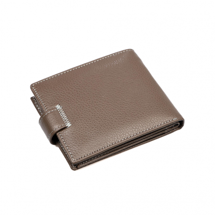 Portofel piele naturala pentru barbati cu capsa Maro deschis [2]