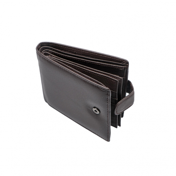 Portofel piele naturala pentru barbati cu capsa Maro inchis [3]