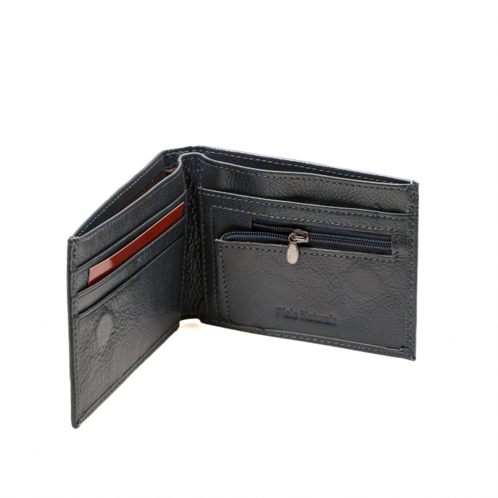 Portofel piele naturala pentru barbati cu inchidere pe magnet- albastru inchis [4]