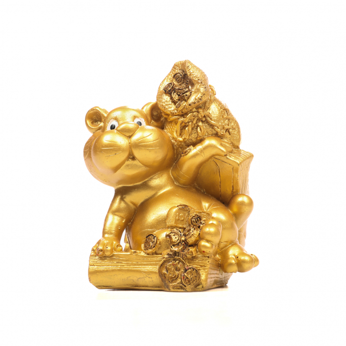 Pusculita Feng Shui Tigru dragut cu sac de bani pentru monede [5]