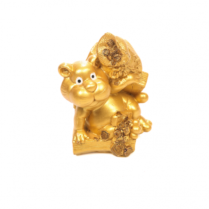 Pusculita Feng Shui Tigru dragut cu sac de bani pentru monede [2]