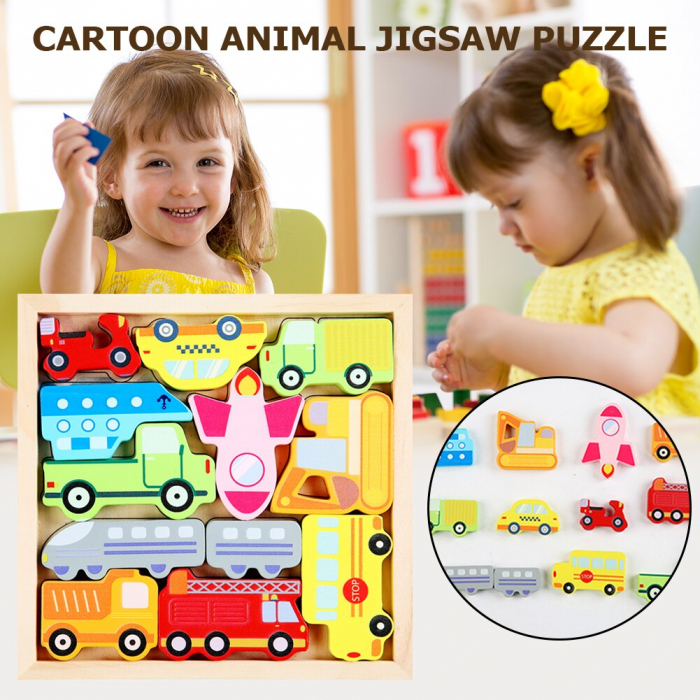 Puzzle cognitiv lemn - masinute [3]