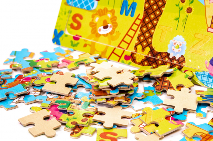 Puzzle din lemn cu animale si litere - jucarii Montessori [2]