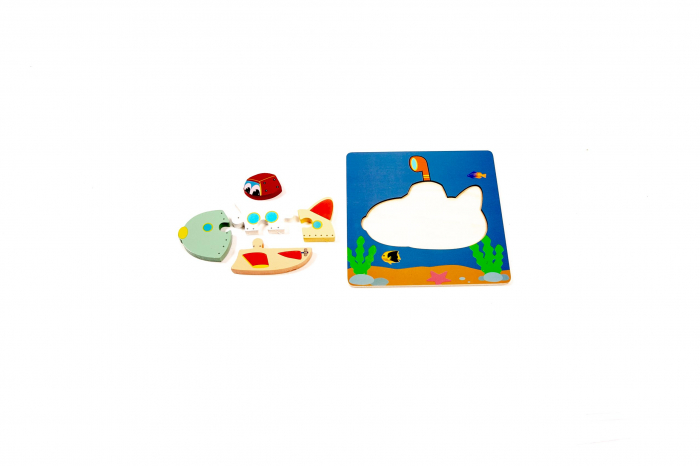 Puzzle din lemn cu submarin - jucarii Montessori [2]