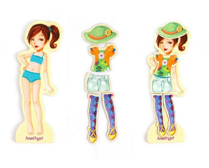 Puzzle inteligent magnetic - imbraca modelele - din lemn [4]