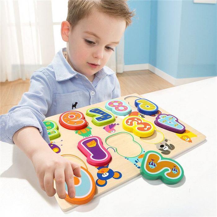Puzzle educational cu cifre si animale din lemn [3]