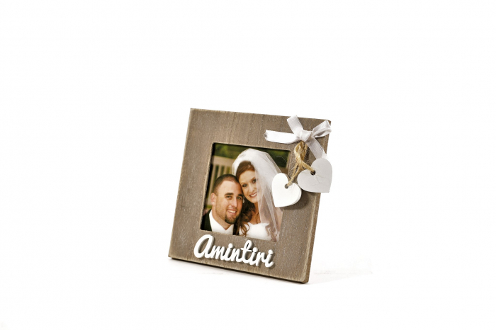Rama foto din lemn cu fundita si inimioare [2]