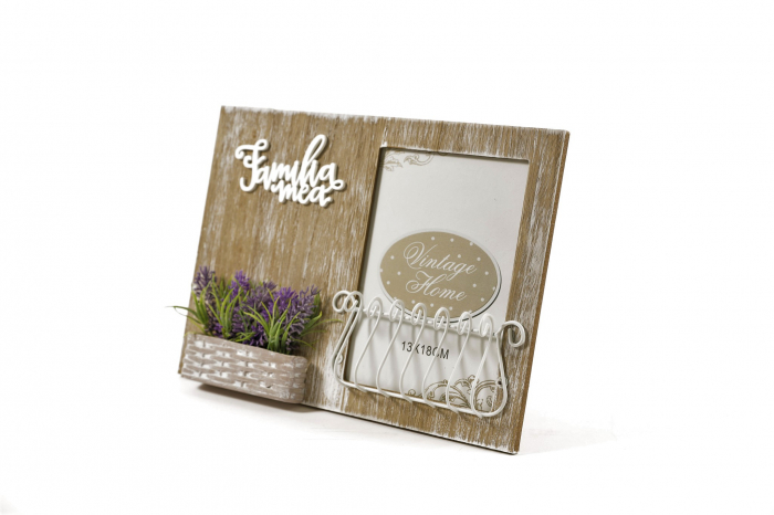 Rama foto din lemn cu mesaj si flori [2]