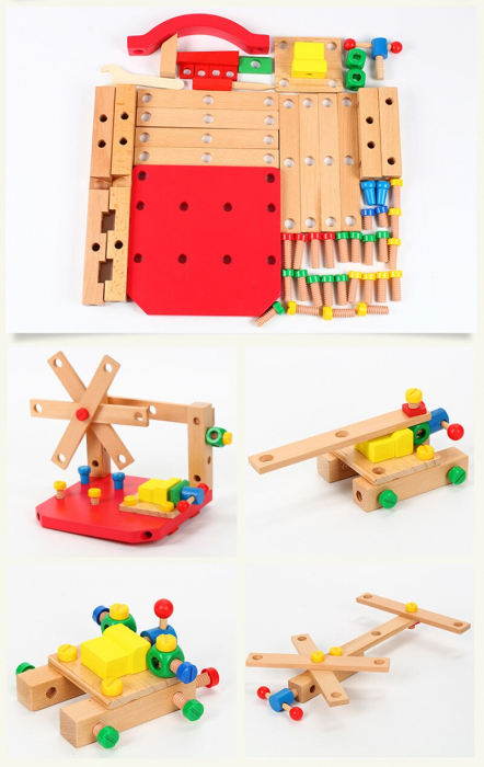 Set scaun de lucru cu unelte din lemn [5]