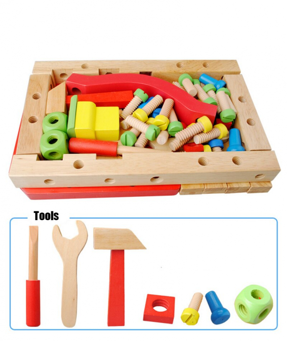 Set scaun de lucru cu unelte din lemn [6]