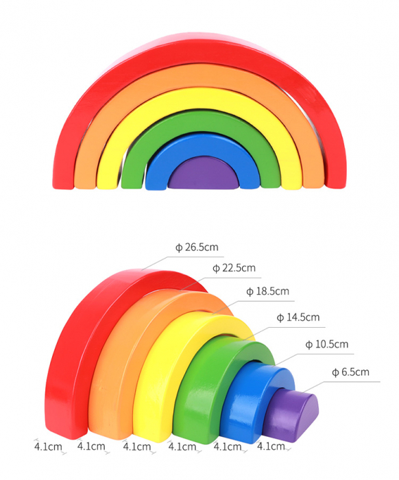 Semicerc curcubeu din lemn - Joc Montessori [3]