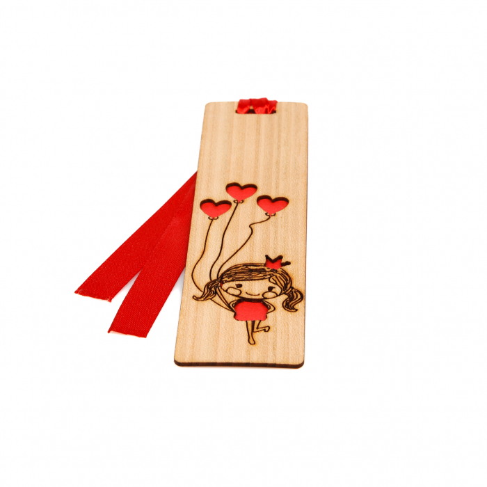Semn de carte din lemn cu o fetita [2]