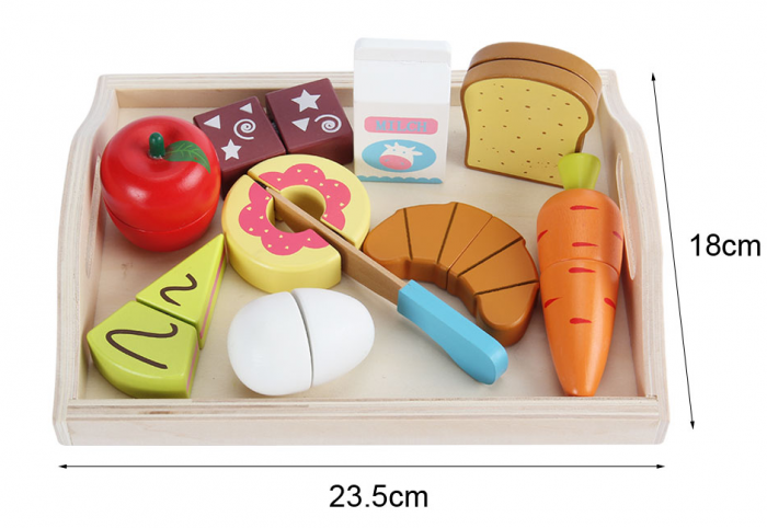 Set Montessori cu fructe, legume, lapte din lemn [2]