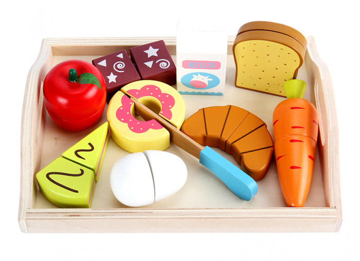 Set Montessori cu fructe, legume, lapte din lemn [4]
