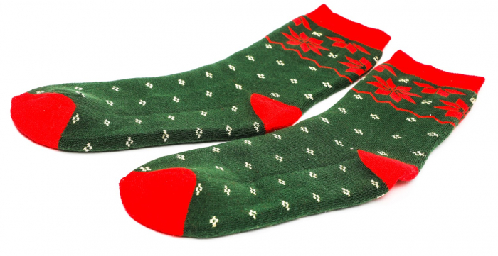 Sosete calduroase cu motive de Craciun verzi- Fulgi de zapada [3]