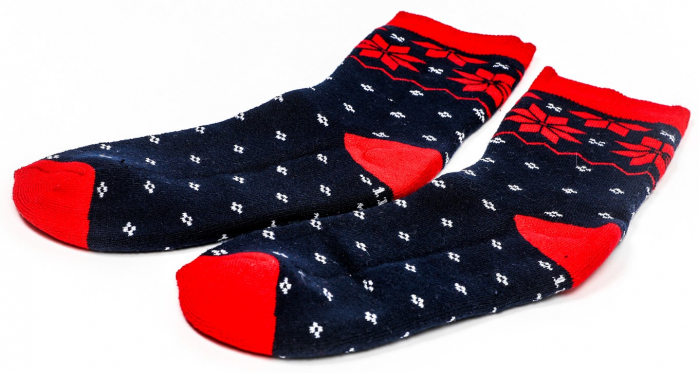 Sosete calduroase cu motive de Craciun albastre- Fulgi de zapada [3]