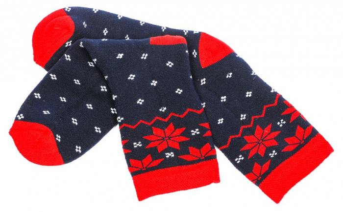 Sosete calduroase cu motive de Craciun albastre- Fulgi de zapada [2]