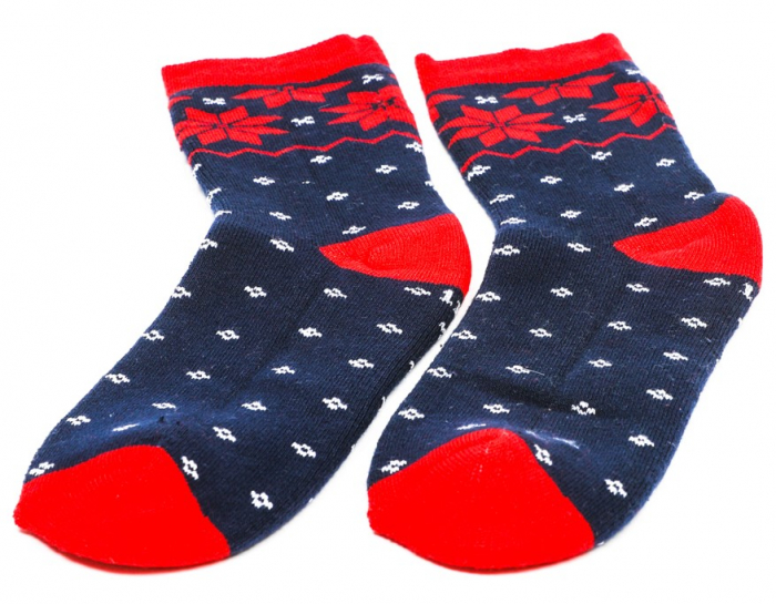 Sosete calduroase cu motive de Craciun albastre- Fulgi de zapada [4]