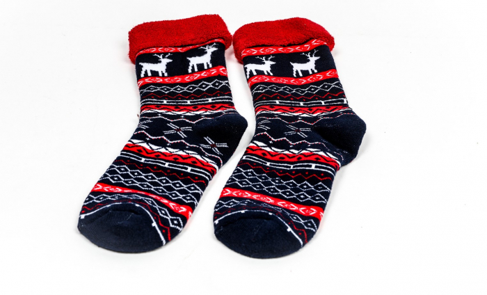 Sosete calduroase cu motive de Craciun albastre- reni [4]