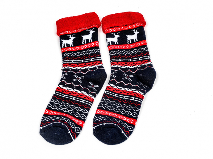 Sosete calduroase cu motive de Craciun albastre- reni [5]