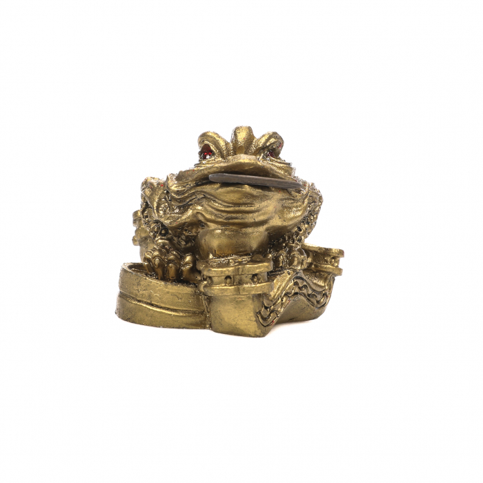 Statueta Feng Shui Broasca foarte foarte mica cu 3 picioare si pietre rosii pe spate [2]