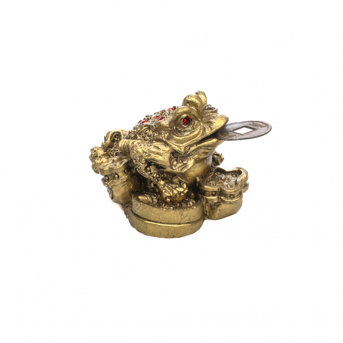 Statueta Feng Shui Broasca foarte foarte mica cu 3 picioare si pietre rosii pe spate [3]