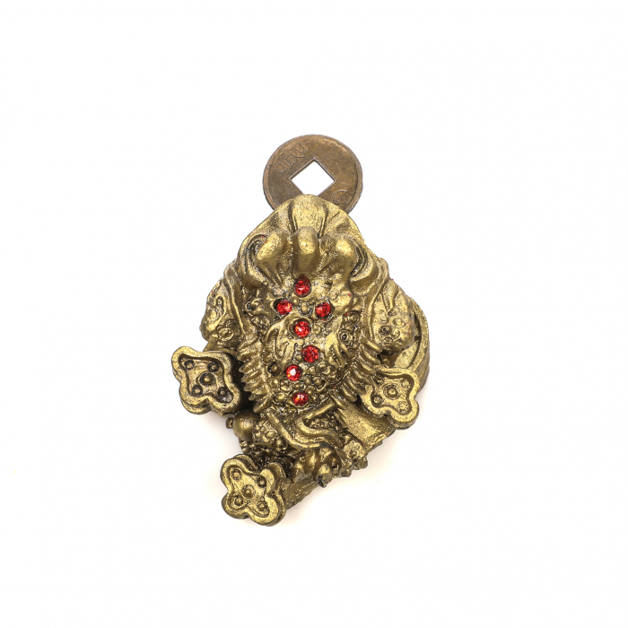 Statueta Feng Shui Broasca foarte foarte mica cu 3 picioare si pietre rosii pe spate [4]