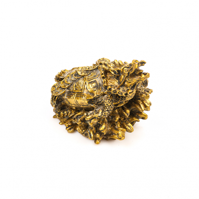 Statueta Feng Shui Broasca Testoasa cu cap de dragon si lant de monede, pentru noroc si bunastare [3]
