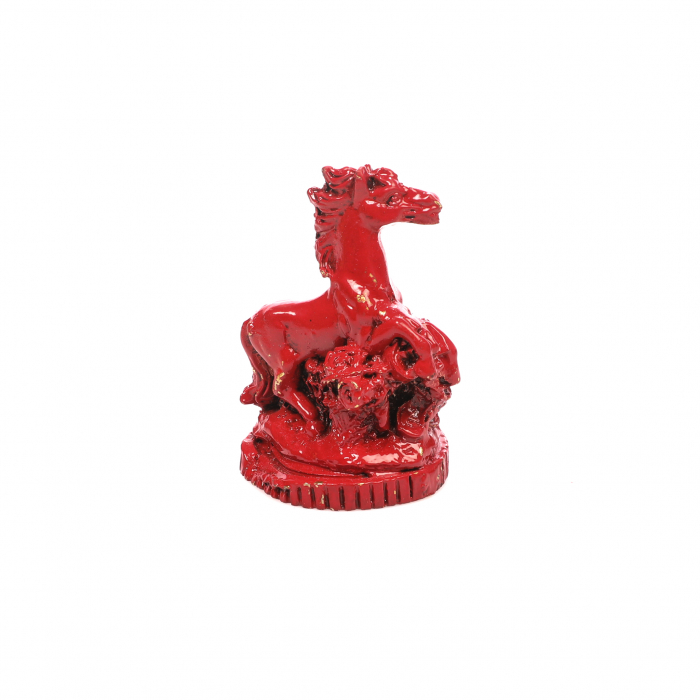 Statueta Feng Shui foarte mica Cal Rosu cu picioarele ridicate pentru noroc in iubire si succes [4]