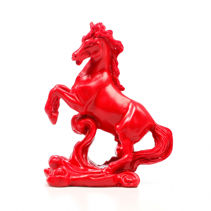 Statueta Feng Shui Cal Rosu cu picioarele ridicate pentru noroc in iubire si succes profesional [4]