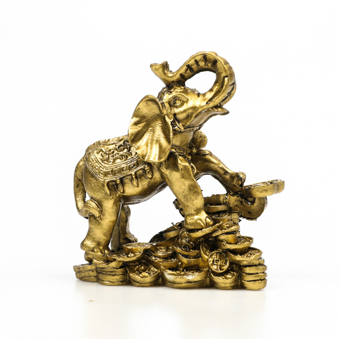 Statueta Feng Shui elefant pe bani cu piciorul stang ridicat pentru prosperitate [6]