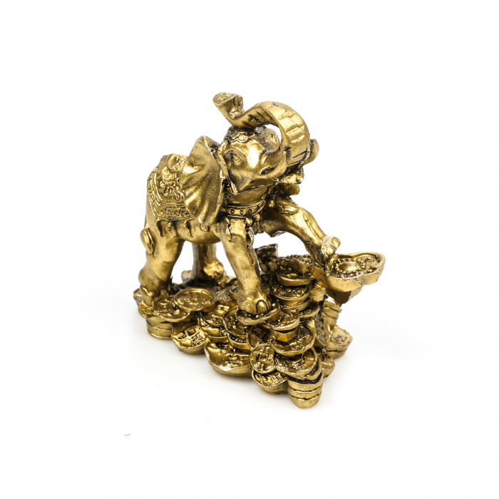 Statueta Feng Shui elefant pe bani cu piciorul stang ridicat pentru prosperitate [4]