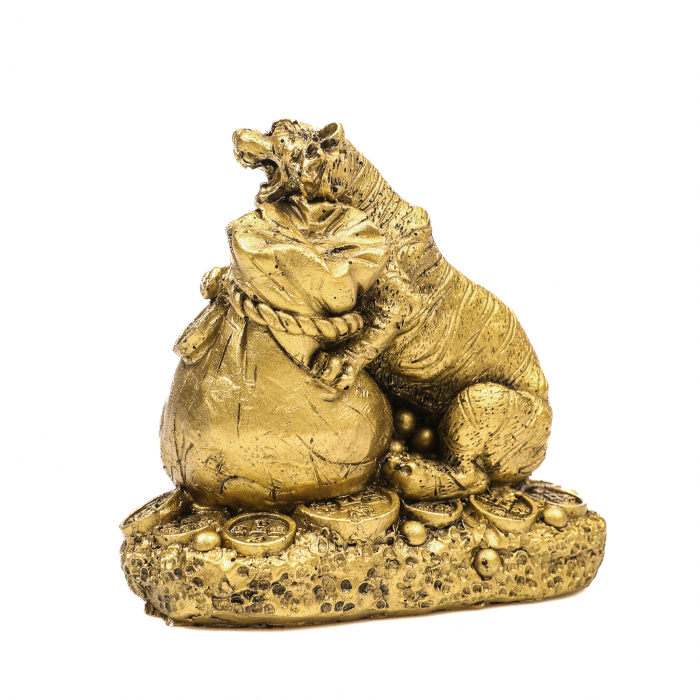 Statueta Feng Shui Tigru cu sac de bani pentru bunastare, succes si noroc [4]